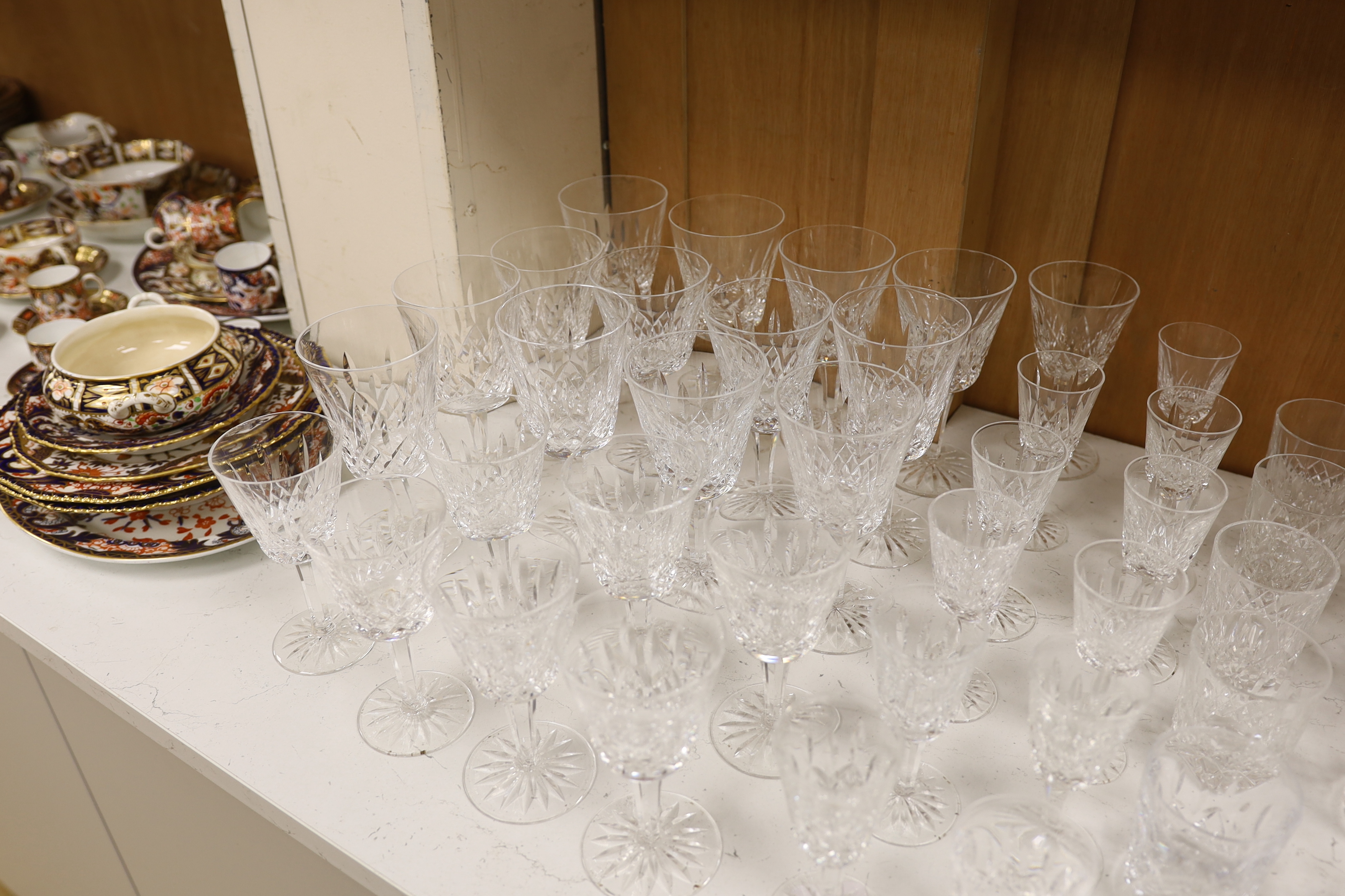 A suite of Waterford glassware for twelve including red wine, white wine and tumbler glasses, largest 17cm high